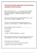 Private Pesticide Applicator License Exam questions with answers