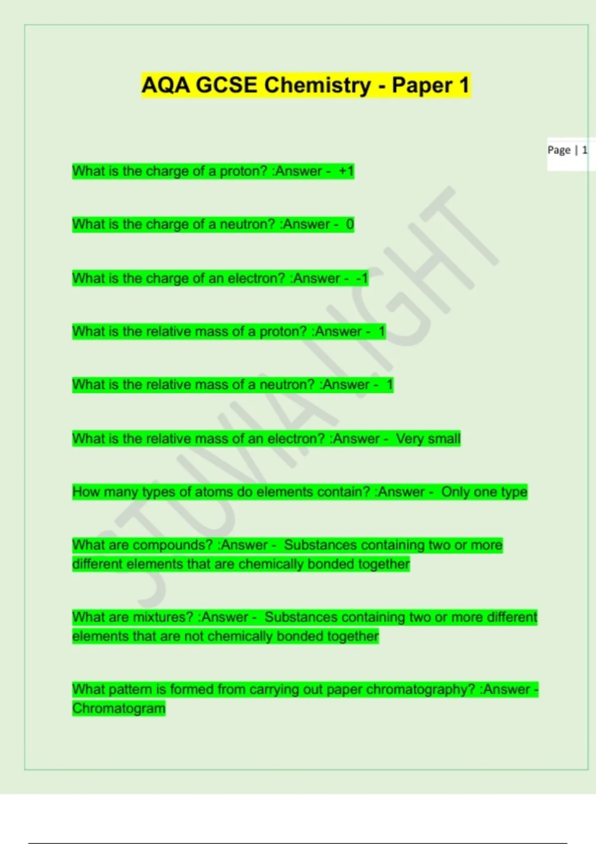 GCSE Chemistry Paper 1 (2025, official) – Model Answers - AQA GCSE ...