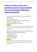 Oklahoma Certified Installer Exam  Questions And Correct Answers &lpar;Verified  Answers&rpar; Plus Rationales 2026 Q&A &vert;  Instant Download Pdf 