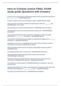 Intro to Criminal Justice FINAL EXAM study guide Questions with Answers