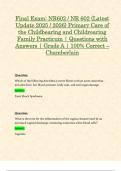 Final Exam: NR602 / NR 602 (Latest Update 2025 / 2026) Primary Care of the Childbearing and Childrearing Family Practicum | Questions with Answers | Grade A | 100% Correct – Chamberlain