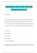 Pharmacology Week 1 quiz Exam 2026 Questions and Answers