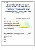COLIBRI REAL ESTATE EXAM NEWEST  2003&sol;2026 ACTUAL EXAM QUESTIONS AND  CORRECT DETAILED ANSWERS &lpar;VERIFIED  ANSWERS&rpar; ALL ANSWERED &lbrace;155 Q & A&rcub;  ALREADY GRADED A&plus; &vert; BRAND NEW&excl; &vert; 100&percnt;  GUARANTEED PASS 