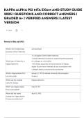 KAPPA ALPHA PSI MTA EXAM AND STUDY GUIDE 2025 &vert; QUESTIONS AND CORRECT ANSWERS &vert; GRADED A&plus; &vert; VERIFIED ANSWERS &vert; LATEST VERSION