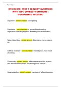 BYUI BIO181 UNIT 1 ECOLOGY QUESTIONS  WITH 100&percnt; CORRECT SOLUTIONS &vert;  GUARANTEED SUCCESS&period;