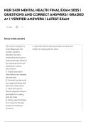 NUR 2459 MENTAL HEALTH FINAL EXAM 2025 &vert; QUESTIONS AND CORRECT ANSWERS &vert; GRADED A&plus; &vert; VERIFIED ANSWERS &vert; LATEST EXAM