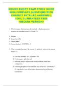 WOUND EMORY EXAM STUDY GUIDE  2026 COMPLETE QUESTIONS WITH  CORRECT DETAILED ANSWERS &vert;&vert;  100&percnt; GUARANTEED PASS  <RECENT VERSION> 