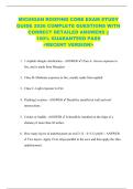 MICHIGAN ROOFING CORE EXAM STUDY  GUIDE 2026 COMPLETE QUESTIONS WITH  CORRECT DETAILED ANSWERS &vert;&vert;  100&percnt; GUARANTEED PASS  <RECENT VERSION> 