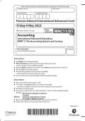 Pearson Edexcel International Advanced Level Accounting Paper  WAC11/01 International Advanced Subsidiary UNIT 1: The Accounting System and Costing June 2025
