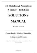 Solutions Manual &mdash; 3D Modeling & Animation&colon; A Primer&comma; 1st Edition &mdash; Magesh Chandramouli &mdash; ISBN 9781498764919 &mdash; Latest Update 2025&sol;2026 &mdash; &lpar;All Chapters Covered 1&ndash;10&rpar;