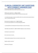 CLINICAL CHEMISTRY AMT QUESTIONS WITH CORRECT ANSWERS 2025&period;
