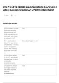 One Yield V2 (2025) Exam Questions & Answers | Latest Already Graded A+ UPDATE 2025|2026!!