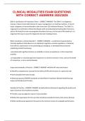 CLINICAL MODALITIES EXAM QUESTIONS WITH CORRECT ANSWERS 2025-2026