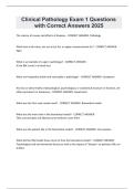 Clinical Pathology Exam 1 Questions with Correct Answers 2025