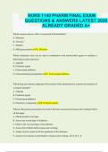 NURS 1140 PHARM FINAL EXAM QUESTIONS & ANSWERS LATEST 2026 ALREADY GRADED A&plus;