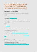 CDL - COMBINATION VEHICLE  PRACTICE TEST QUESTIONS  WITH COMPLETE SOLUTIONS 