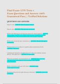 Final Exam- LVN Term 1  Exam Questions and Answers 100&percnt;  Guaranteed Pass&vert;&vert; Verified Solutions