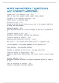 NURS 1160 MIDTERM 2 QUESTIONS AND CORRECT ANSWERS