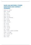 NURS 1160 MIDTERM 2 TERMS QUESTIONS AND CORRECT ANSWERS