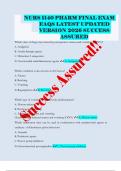 NURS 1140 PHARM FINAL EXAM EAQS LATEST UPDATED VERSION 2026 SUCCESS ASSURED