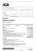 AQA A LEVEL MAY JUNE 2025 MEDIA STUDIES PAPER 1 QUESTION PAPER