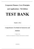 Complete Test Bank &mdash; Corporate Finance&colon; Core Principles and Applications&comma; 7th Edition &mdash; Stephen A&period; Ross&comma; Randolph W&period; Westerfield&comma; Jeffrey F&period; Jaffe & Bradford D&period; Jordan&comma; 2023 &mdash; ISBN 9781264413119 &mdash; All Chapters Covered 1&ndash;21 &lpar;Latest Update&rpar;