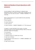 Maternal Newborn Exam Questions with answers