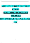 ATLS 10TH EDITION POST TEST EXAM 1 QUESTIONS AND VERIFIED ANSWERS &vert; 100&percnt; CORRECT &vert; GRADED A&plus; 2025- 2026