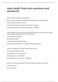 Apex Health final exam questions and answers