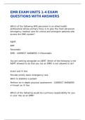 EMR EXAM UNITS 1-4 EXAM QUESTIONS WITH ANSWERS