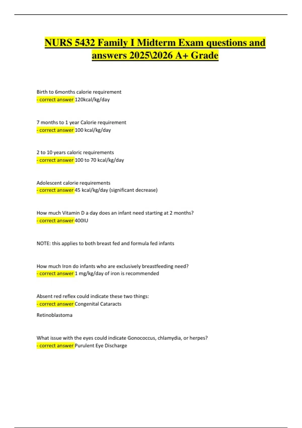 NURS 5432 Family I Midterm Exam | Verified Questions & Correct Answers ...