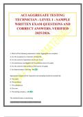 ACI AGGREGATE TESTING TECHNICIAN - LEVEL 1 - SAMPLE WRITTEN EXAM QUESTIONS AND CORRECT ANSWERS&period; VERIFIED 2025&sol;2026&period;