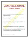 ALLIED HEALTH 109 FINAL EXAM QUESTIONS AND CORRECT ANSWERS&period; VERIFIED 2025&sol;2026&period;