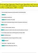 Pool and Spa Operator Final Exam Questions and Answers &vert; Latest 2025&sol;2026 Edition &vert; Certified Pool & Spa Operator &lpar;CPO&rpar; Certification &vert; 100&percnt; Correct