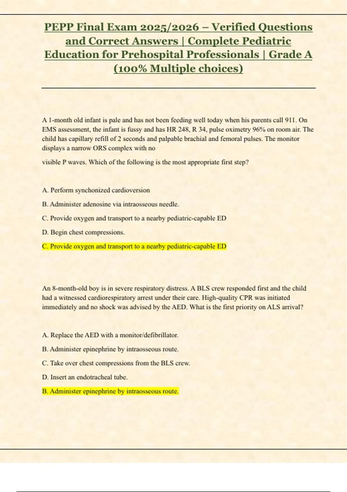 Pepp Course Pdf PEPP Final Exam 2025/2026 – Verified Questions and Correct Answers ...