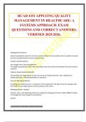 HCAD 4351 APPLYING QUALITY MANAGEMENT IN HEALTHCARE&colon; A SYSTEMS APPROACH&period; EXAM QUESTIONS AND CORRECT ANSWERS&period; VERIFIED 2025&sol;2026&period;