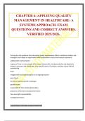 CHAPTER 6&colon; APPLYING QUALITY MANAGEMENT IN HEALTHCARE- A SYSTEMS APPROACH&period; EXAM QUESTIONS AND CORRECT ANSWERS&period; VERIFIED 2025&sol;2026&period;