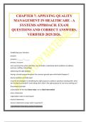CHAPTER 7&colon; APPLYING QUALITY MANAGEMENT IN HEALTHCARE - A SYSTEMS APPROACH&period; EXAM QUESTIONS AND CORRECT ANSWERS&period; VERIFIED 2025&sol;2026&period;