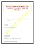 BSC 216 EXAM 1 QUESTIONS AND CORRECT ANSWERS&period; VERIFIED 2025&sol;2026&period;