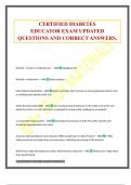 CERTIFIED DIABETES EDUCATOR EXAM UPDATED QUESTIONS AND CORRECT ANSWERS&period;