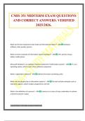 CMIS 351 MIDTERM EXAM QUESTIONS AND CORRECT ANSWERS&period; VERIFIED 2025&sol;2026&period;