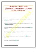 CRJ 495 SEX CRIMES EXAM QUESTIONS AND CORRECT ANSWERS&period; VERIFIED 2025&sol;2026