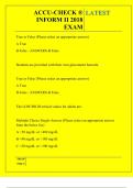 ACCU-CHECK &reg; INFORM II 2018 EXAM QUESTIONS AND ANSWERS 2025