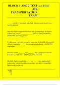 BLOCK 1 AND 2 TEST AIR TRANSPORTATION EXAM QUESTIONS AND ANSWERS 2026