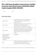 IPC A 610 Exam Questions and Answers &lpar;Verified Answers&rpar; Most Recent exam COMPLETE &lpar;2025&rpar; &lpar;Latest Update 2025&rpar; UPDATE&excl;&excl;