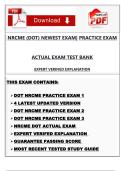NRCME &lpar;DOT&rpar; NEWEST EXAM&vert; PRACTICE EXAM   ACTUAL EXAM TEST BANK  EXPERT VERIFIED EXPLANATION