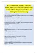 HESI Pharmacology Review &ndash; 2025&ndash;2026  Edition Medication safety&comma; therapeutic classes&comma;  adverse effects&comma; dosage considerations&comma; and  NGN-aligned pharm reasoning&period; 