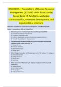 WGU D075 – Foundations of Human Resource  Management (2025–2026 OA Study Guide)  Focus: Basic HR functions, workplace  communication, employee development, and  organizational structure.