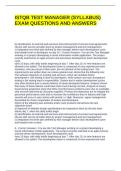 ISTQB TEST MANAGER &lpar;SYLLABUS&rpar; EXAM QUESTIONS AND ANSWERS
