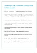 Psychology 2000 Final Exam Questions With Correct Answers 